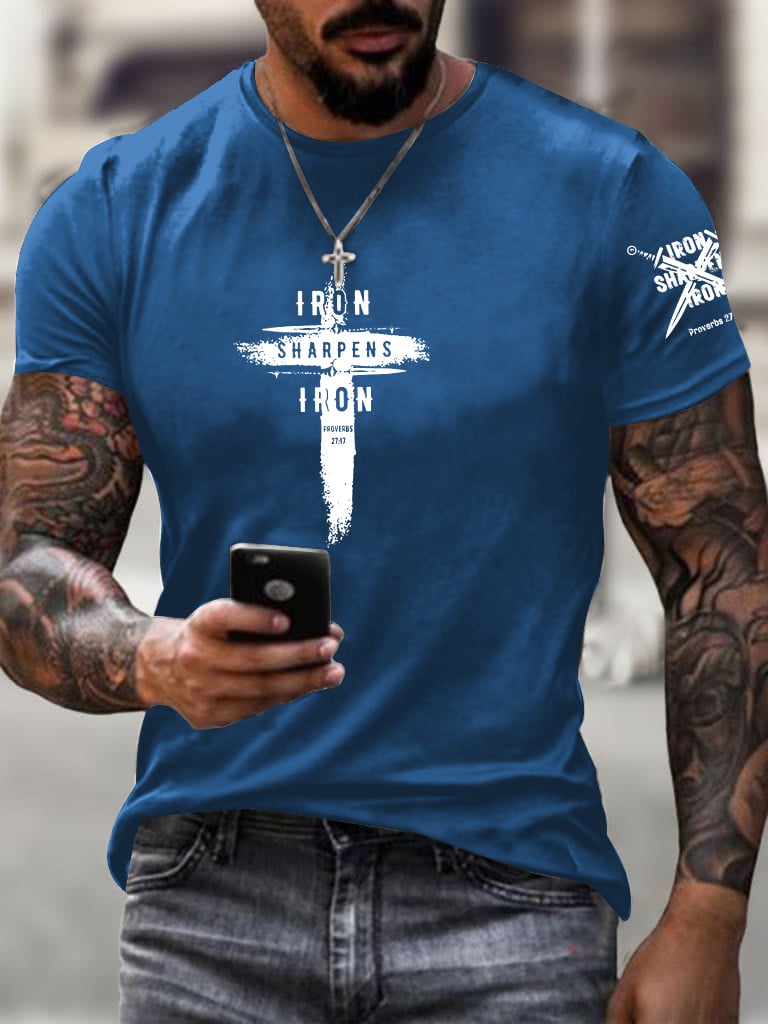 Men's Iron Sharpens Iron Faith Printed Shirt