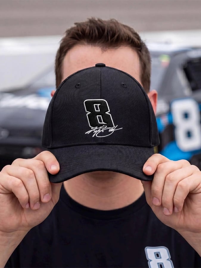 Retro Rowdy Number 8 Racing Print Baseball Cap