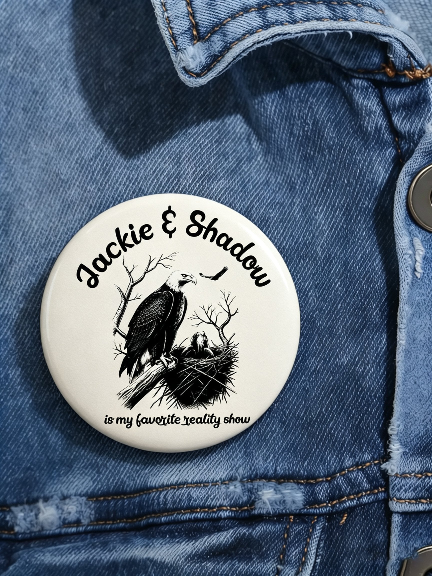 Unisex Retro Fly High Jackie Pin-Back Button