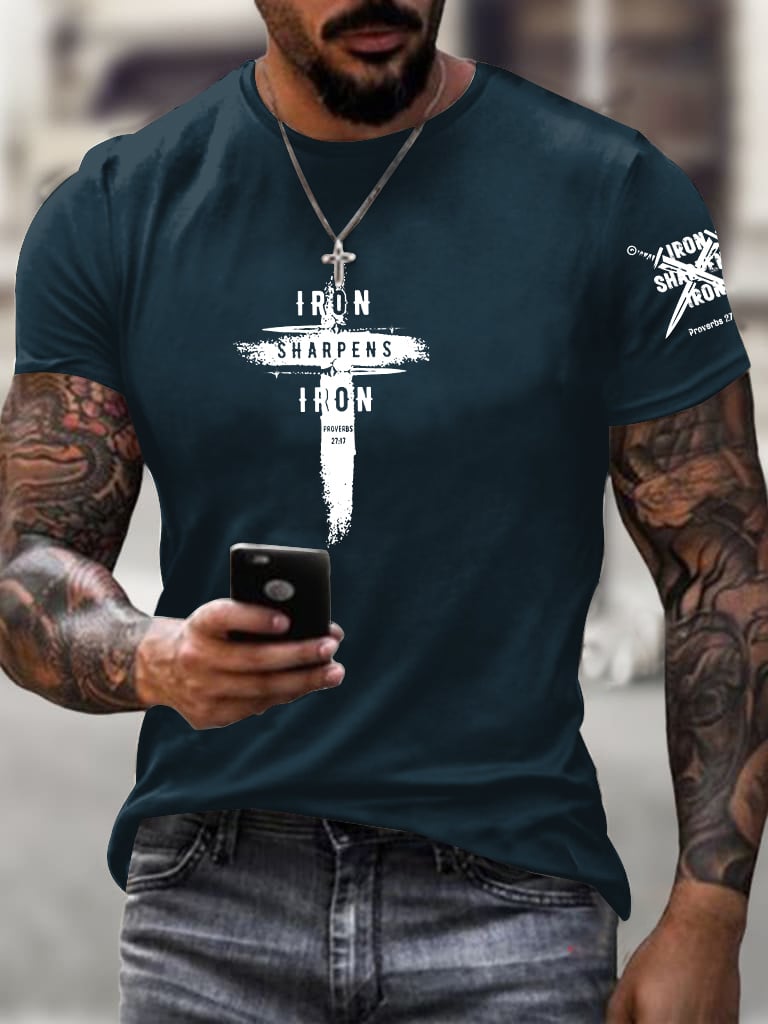 Men's Iron Sharpens Iron Faith Printed Shirt