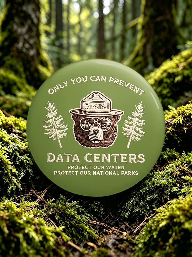 Unisex Retro Only You Can Prevent Data Centers. Protect Our Water. Protect Our National Parks Pin-Back Button