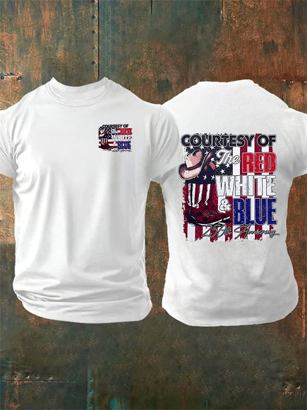 Men's Courtesy Of Red White And Blue, 250th Anniversary Freedom T-Shirt