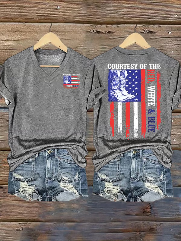Women's Courtesy Of Red White And Blue 250th Anniversary Flags T-Shirt