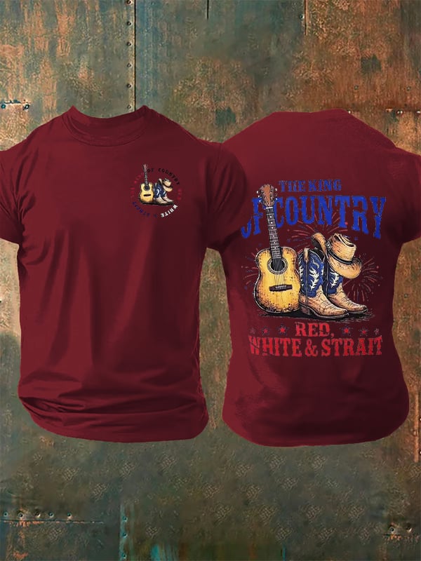 Men's RED WHITE & STRAIT Print T-Shirt