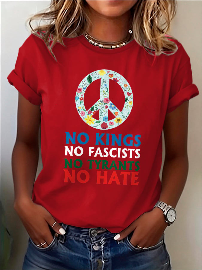 Women's No Kings No Fascists Print T-Shirt
