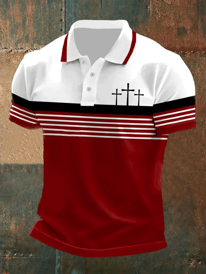 Men's Retro Faith Casual Printed Polo Shirt