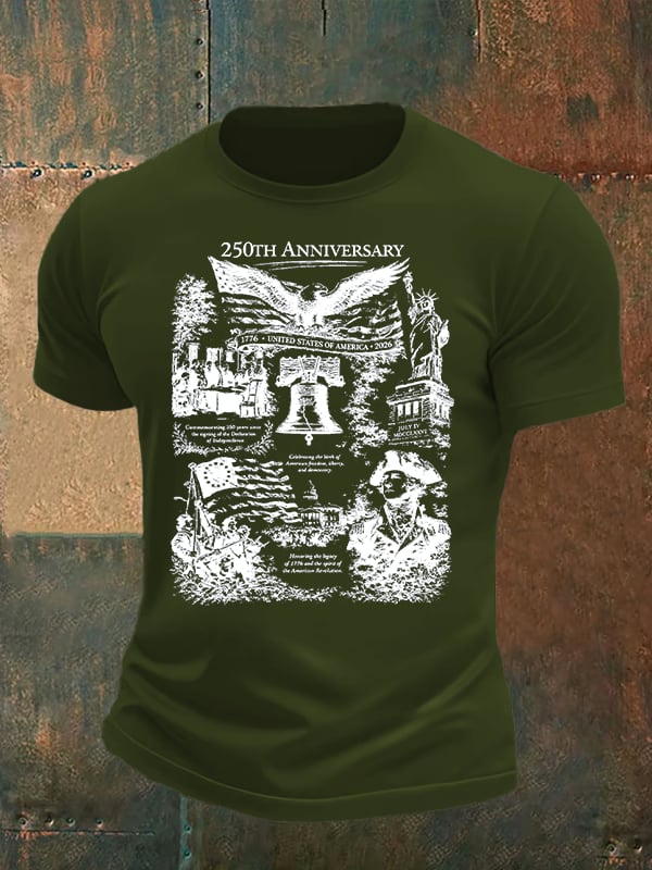 Men's Retro USA 250th Anniversary Print T-Shirt