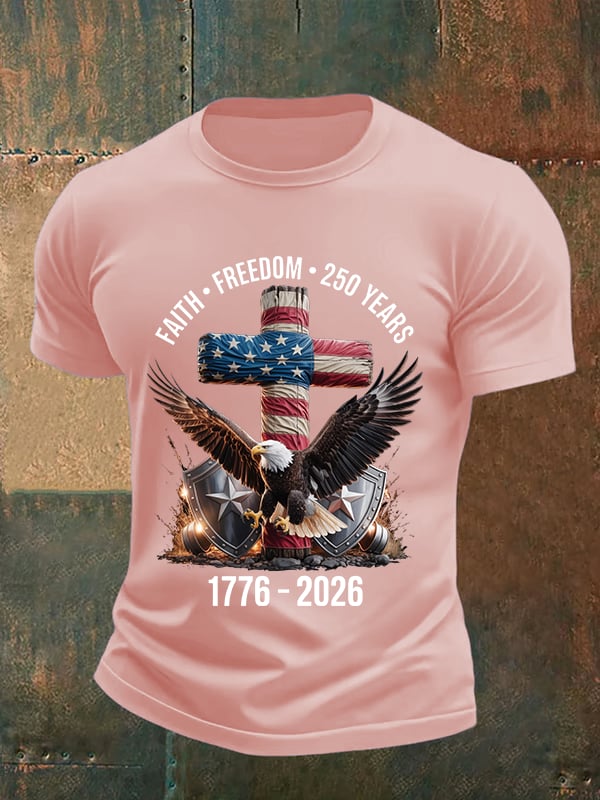 Men's Faith-Freedom-Legacy 250 years strong Print T-Shirt