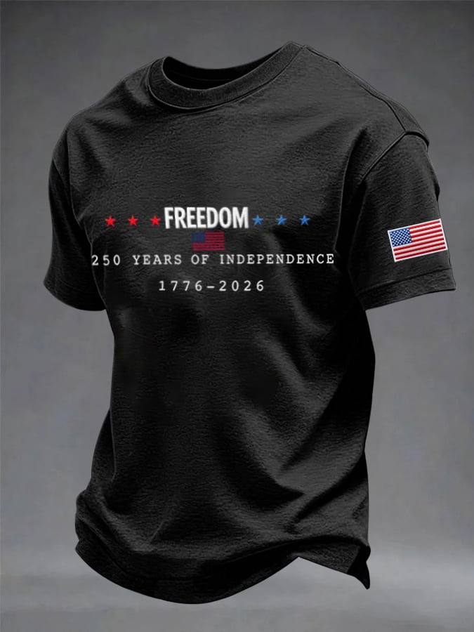 Men's 250 Years Of Independence Print Round Neck T-shirt