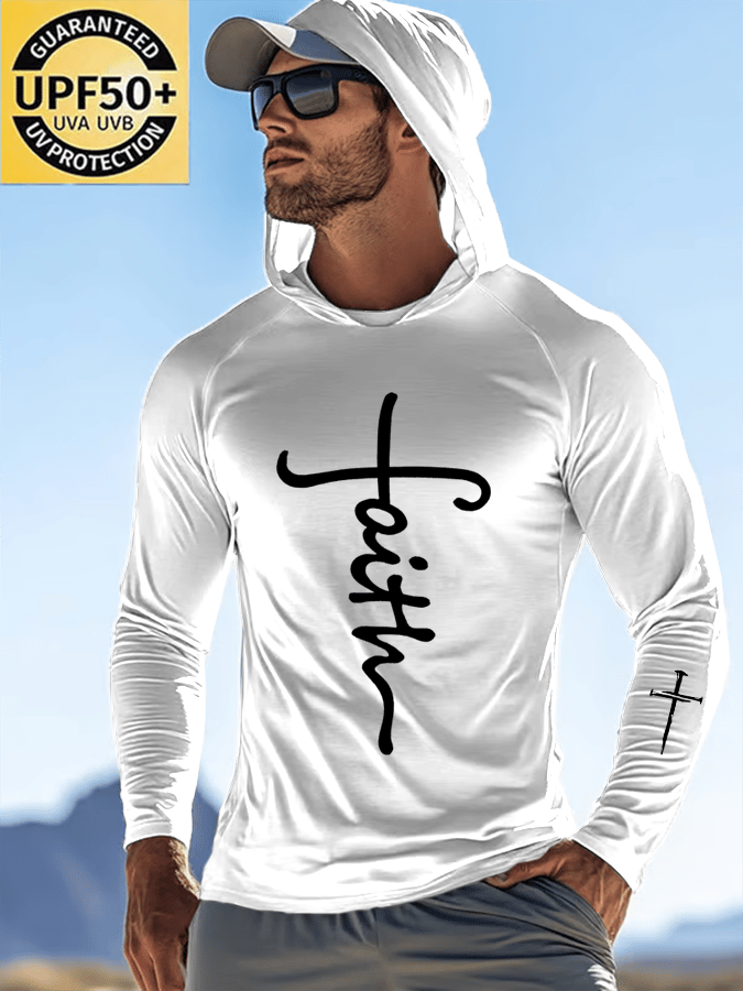 Men's Faith Outdoor Sun Protection Breathable Cool Hooded Sun Protection Long Sleeve Top