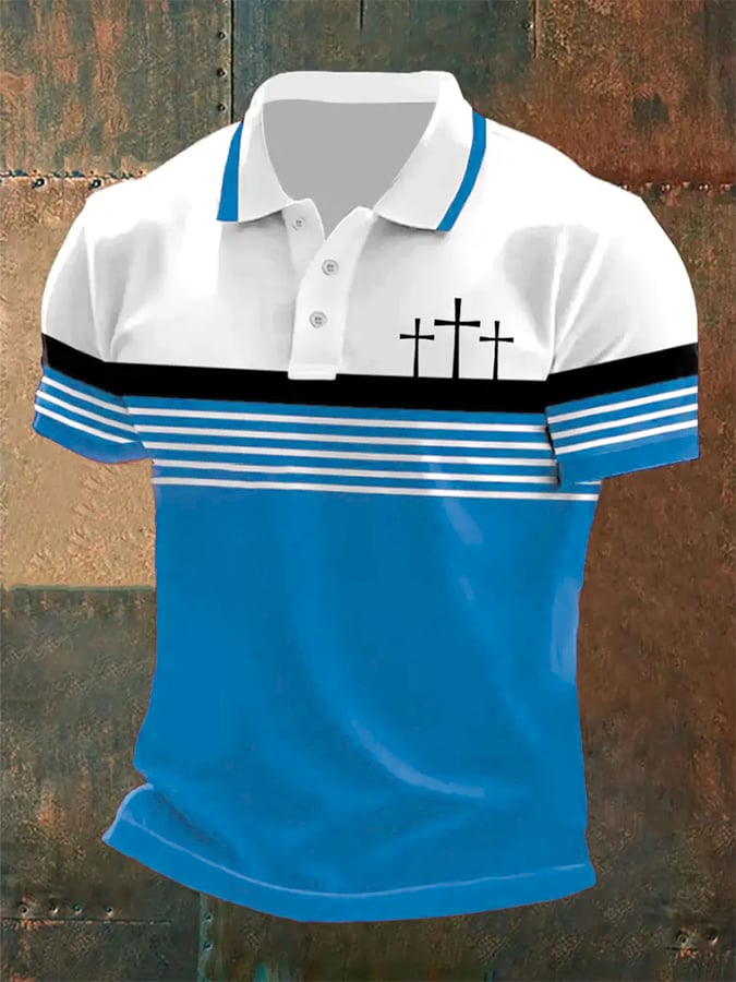 Men's Retro Faith Casual Printed Polo Shirt