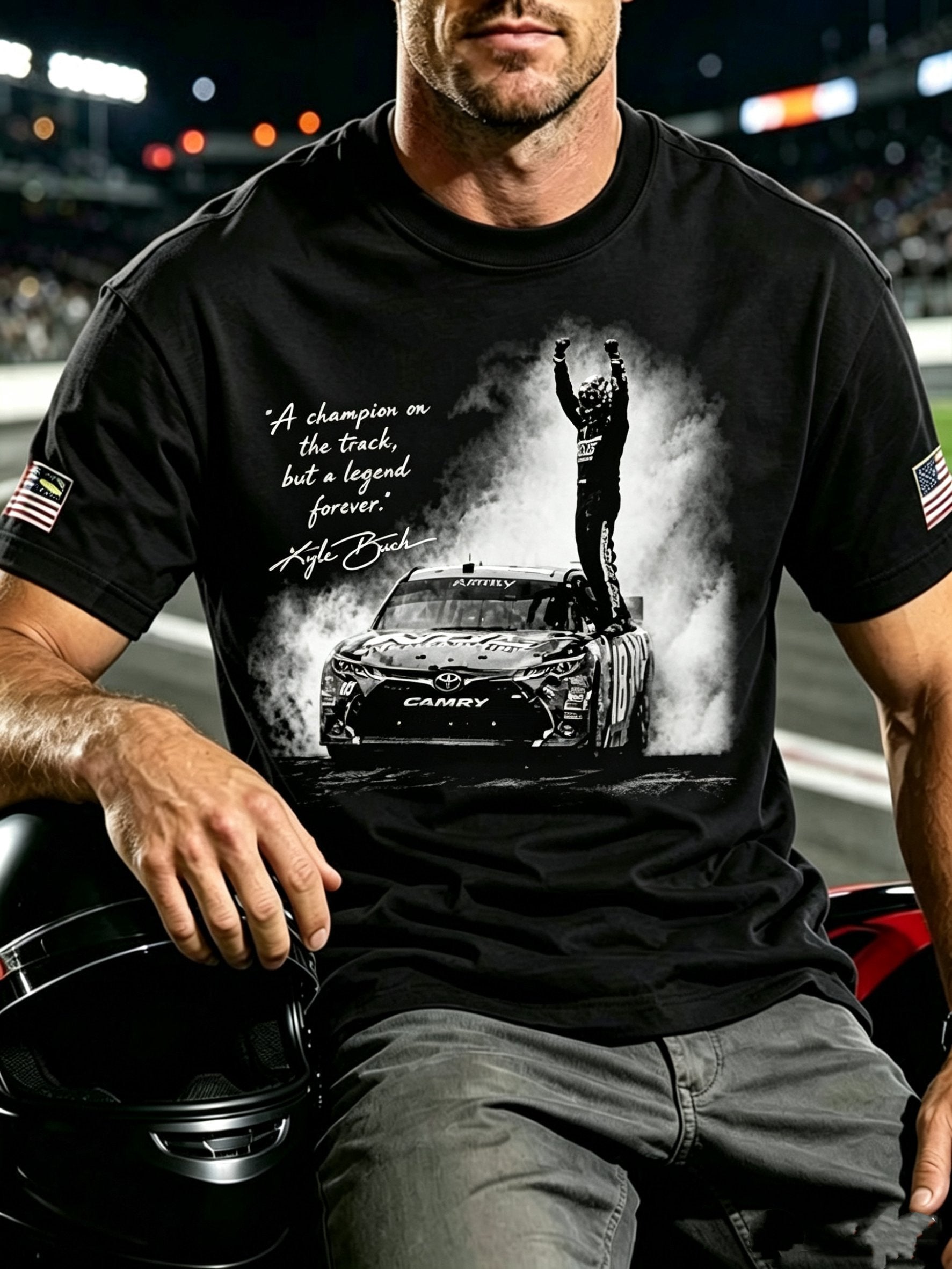 Men's Racing Casual Print Crew Neck T-Shirt