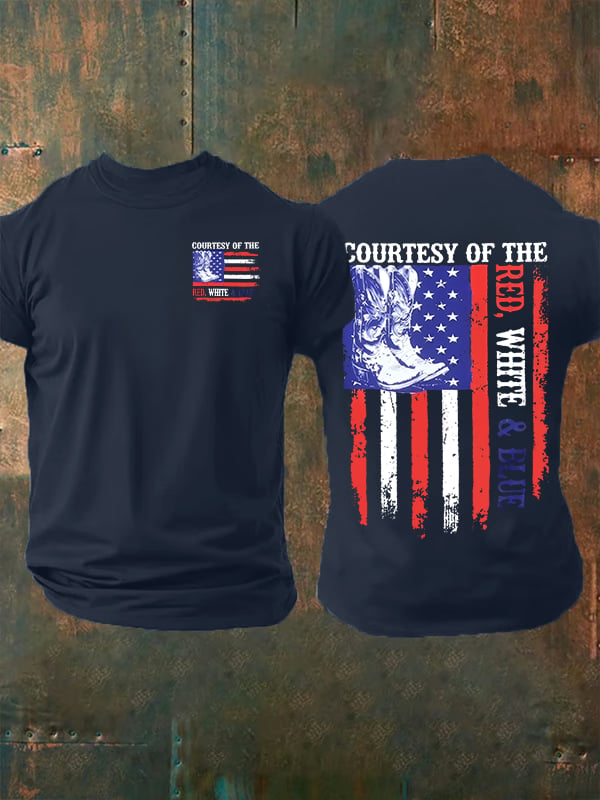 Men's Courtesy Of Red White And Blue 250th Anniversary Flags T-Shirt