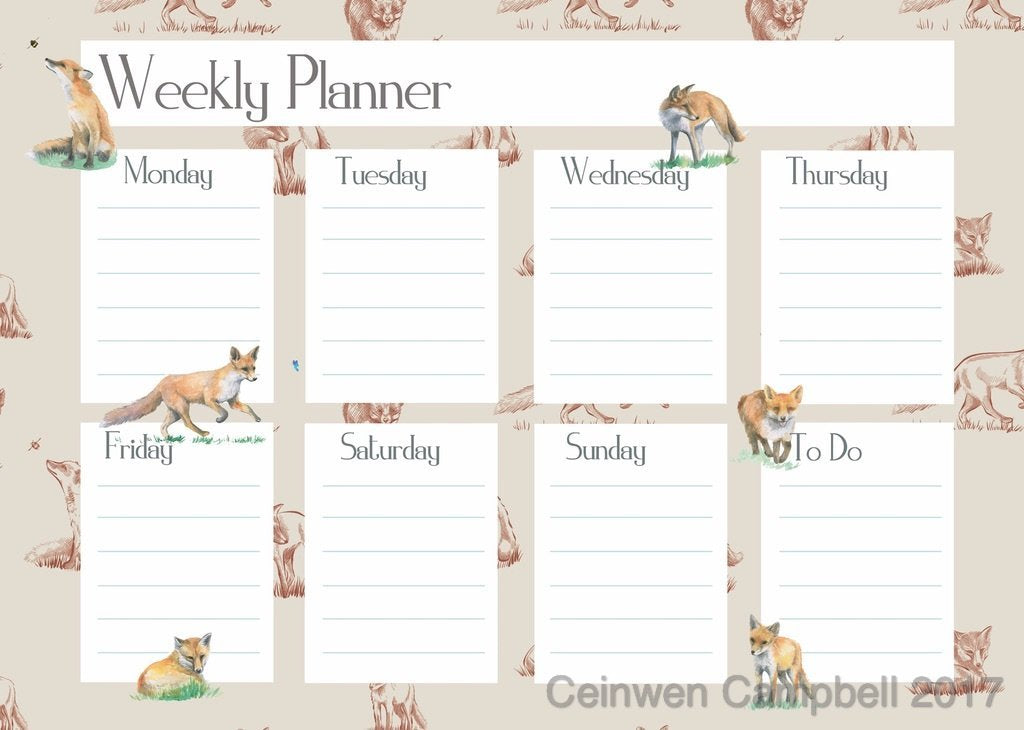 Fox Weekly Planner Pad