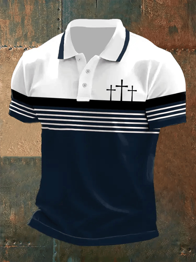 Men's Retro Faith Casual Printed Polo Shirt