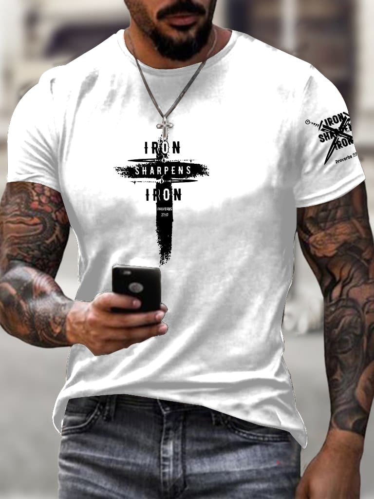 Men's Iron Sharpens Iron Faith Printed Shirt