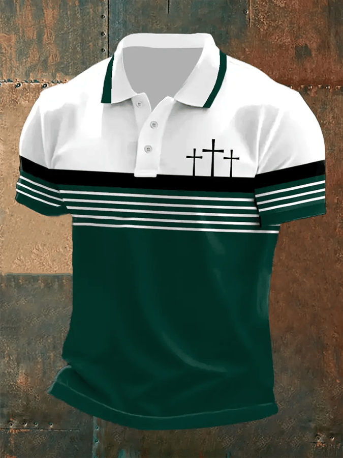 Men's Retro Faith Casual Printed Polo Shirt