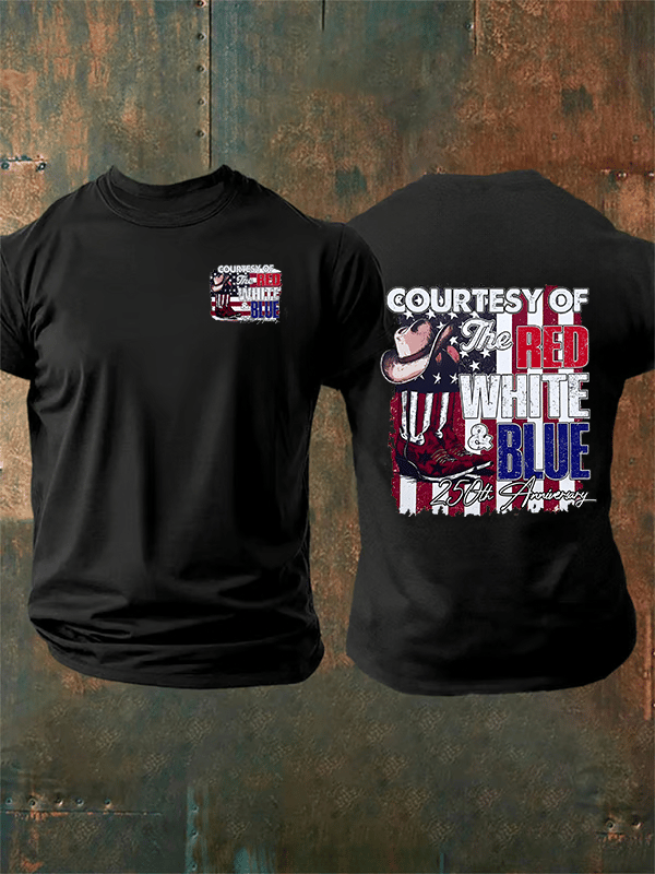Men's Courtesy Of Red White And Blue, 250th Anniversary Freedom T-Shirt