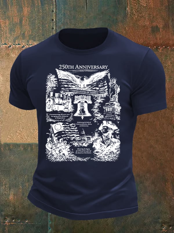 Men's Retro USA 250th Anniversary Print T-Shirt