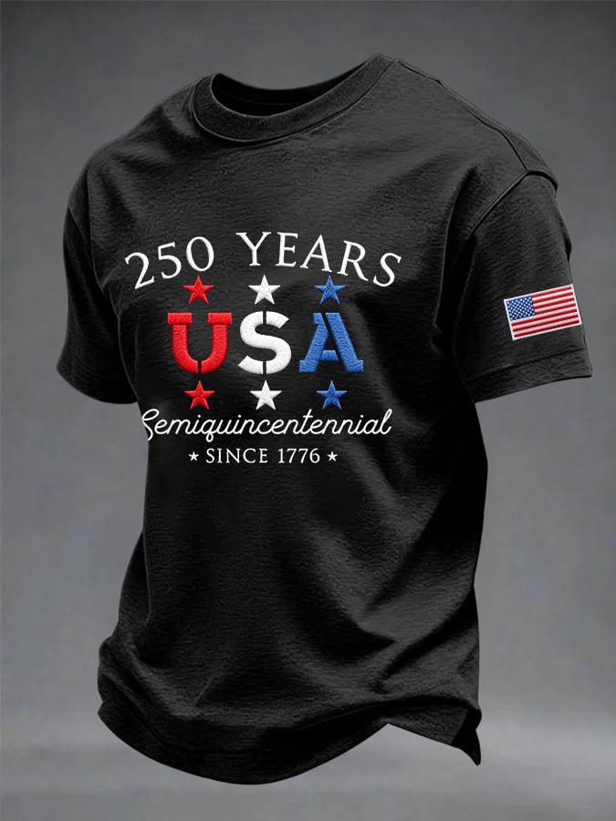 Men's Celebrate 250th Anniversary Print Round Neck T-shirt