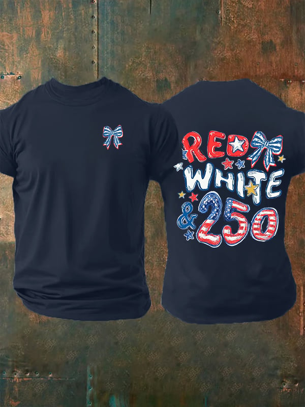 Men's RED WHITE &250 Print T-Shirt