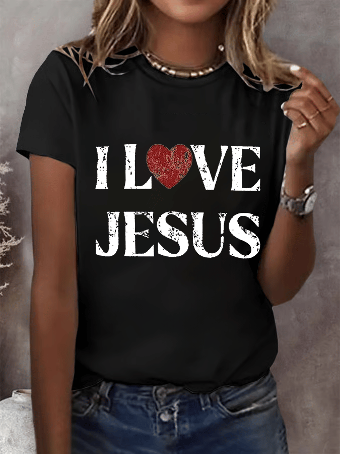 Women's Graphic I Love Jesus T-shirt