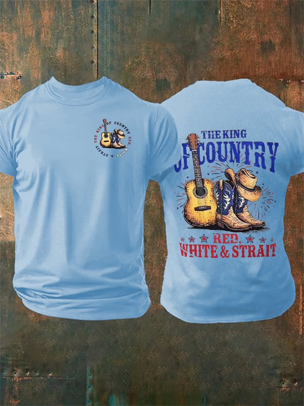 Men's RED WHITE & STRAIT Print T-Shirt