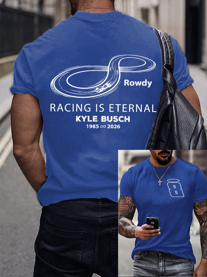 Men's Racing Is Eternal Print Round Neck T-shirt