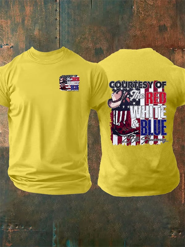 Men's Courtesy Of Red White And Blue, 250th Anniversary Freedom T-Shirt