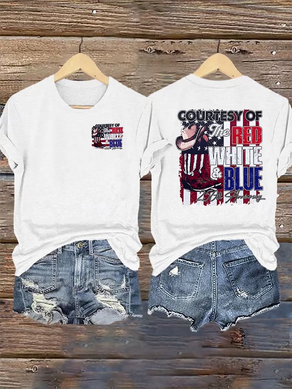 Women's Courtesy Of Red White And Blue, 250th Anniversary Freedom T-Shirt