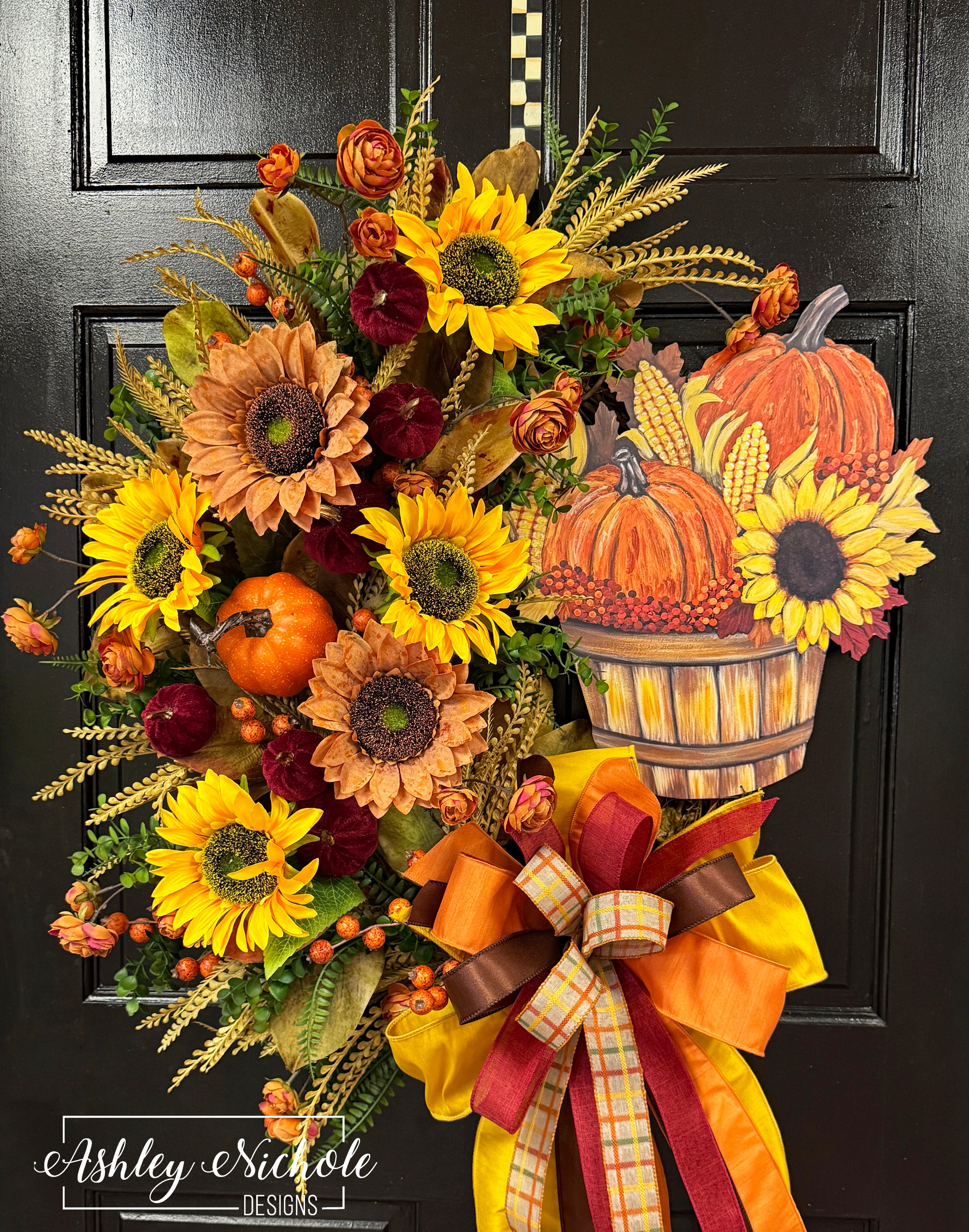 Autumn Harvest Basket Wreath