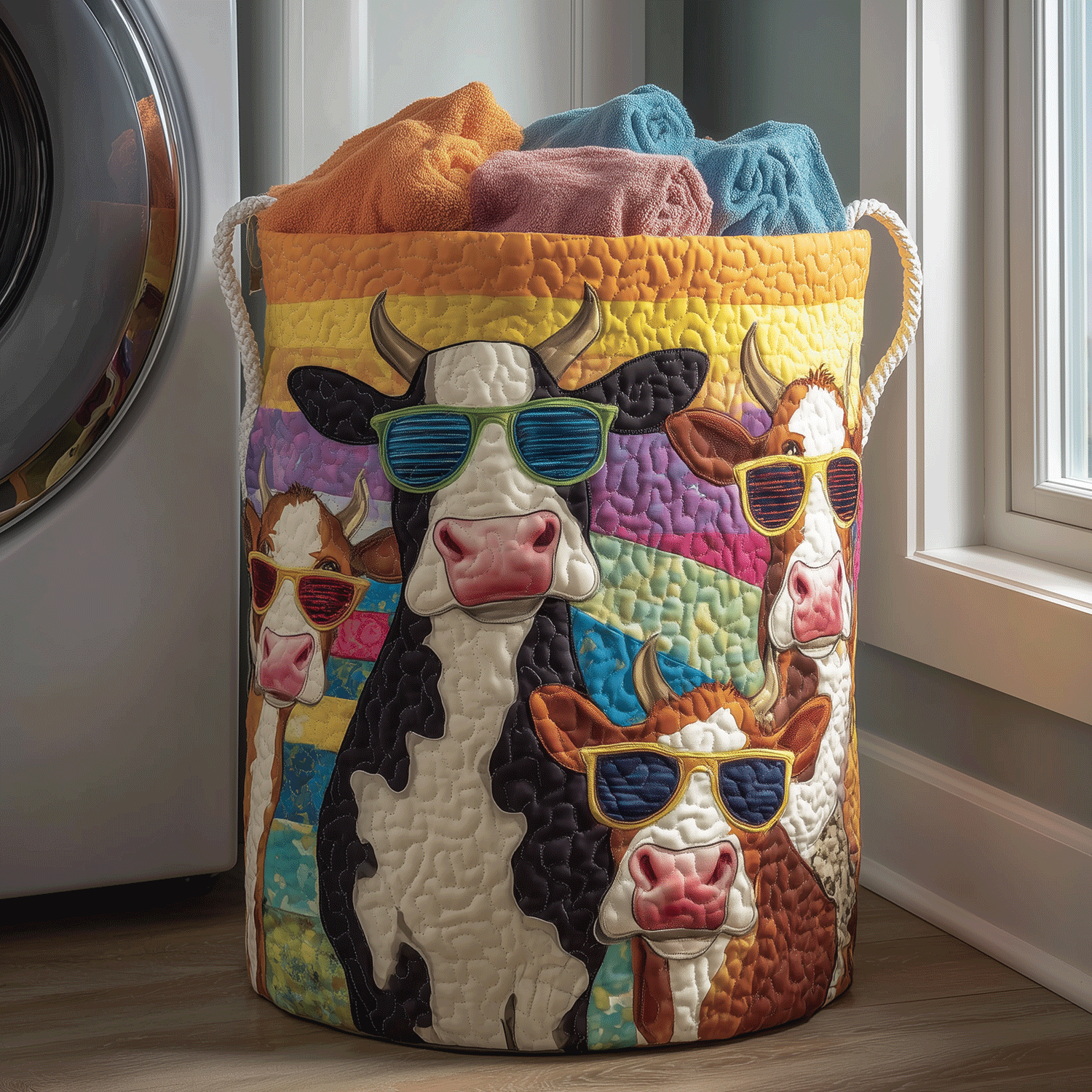 Cool Cow Quilted Laundry Basket NCU0TH2915