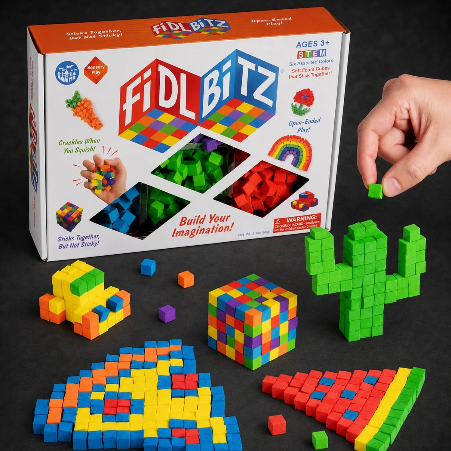 Color Stick-Together Sensory Foam Cubes - Deluxe Set