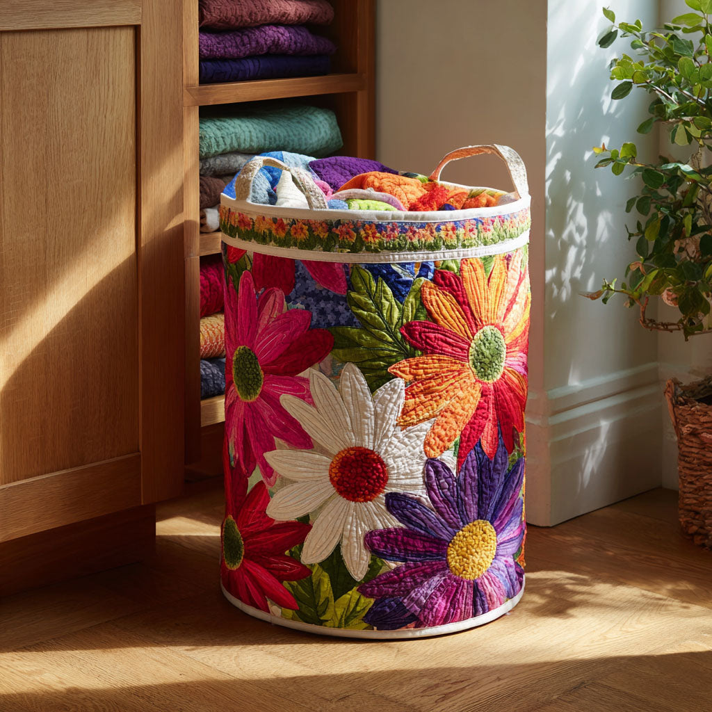 Daisy Delight Quilted Laundry Basket NCU0NTV031