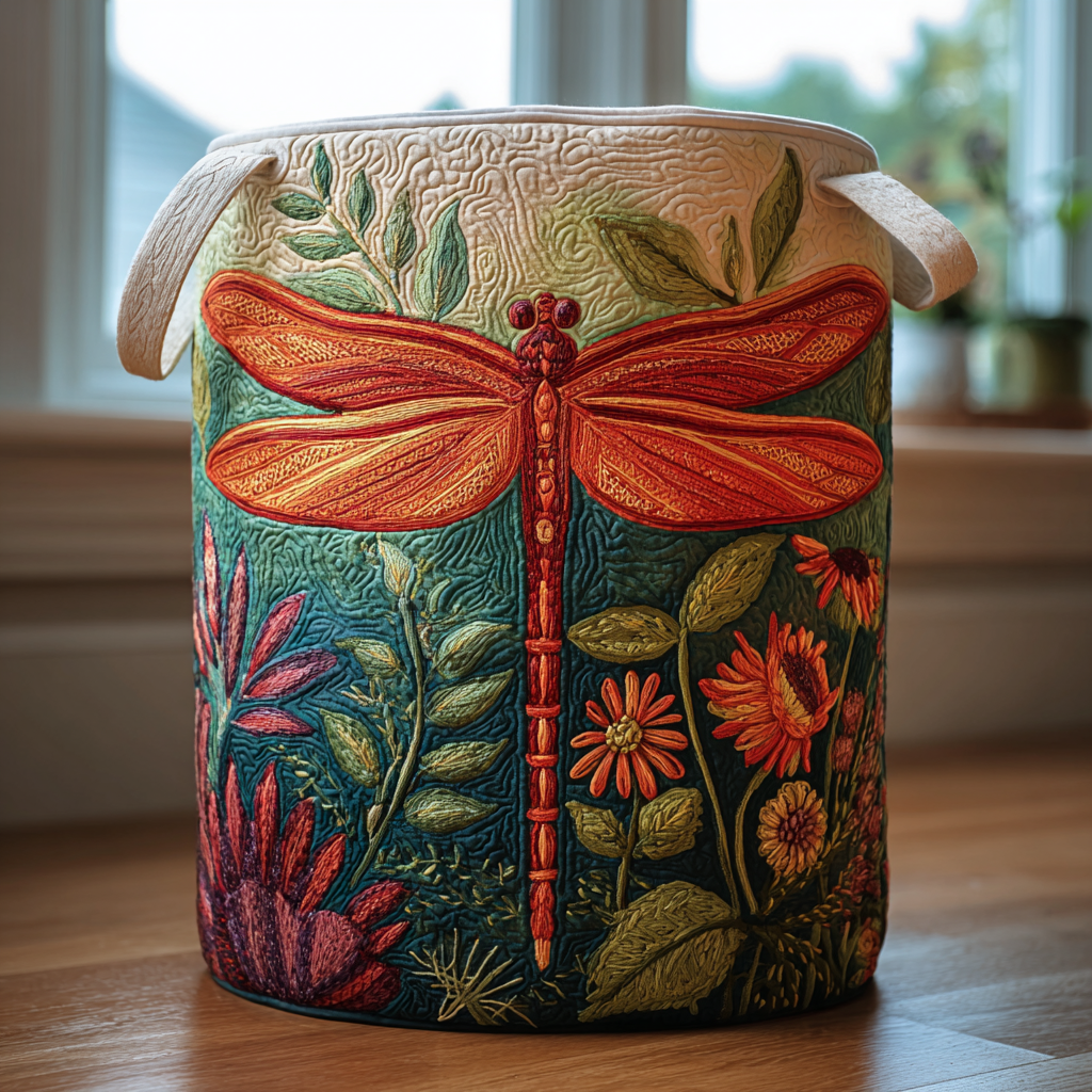 Dragonfly Grace Quilted Laundry Basket NCU0DDK1158