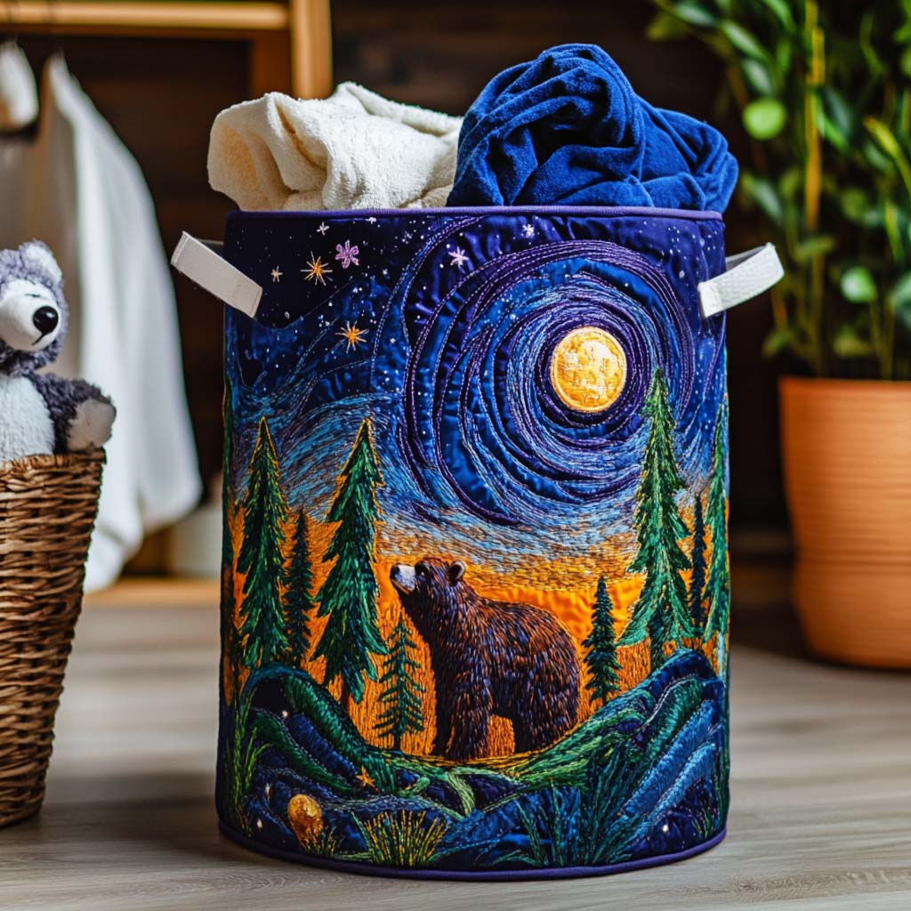 Dreamy Bear Sky Quilted Laundry Basket NCU0NNT1213