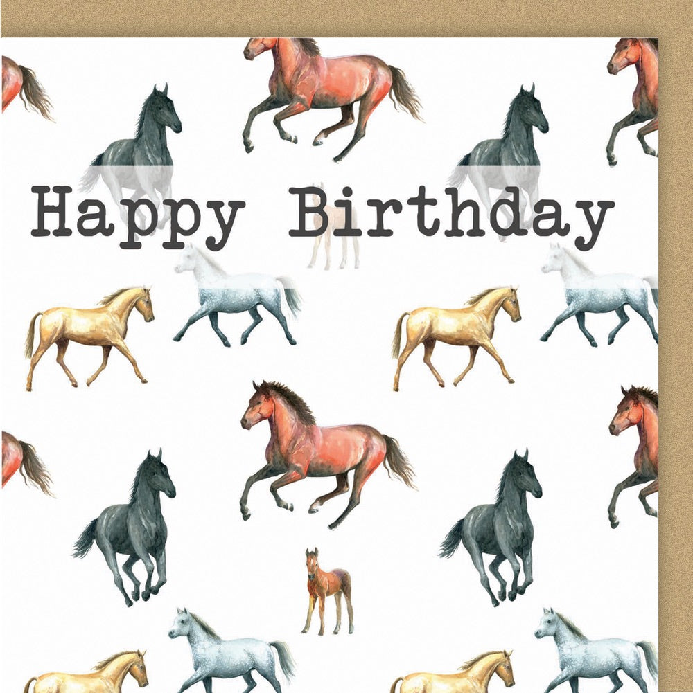 Horses and foal Birthday Card