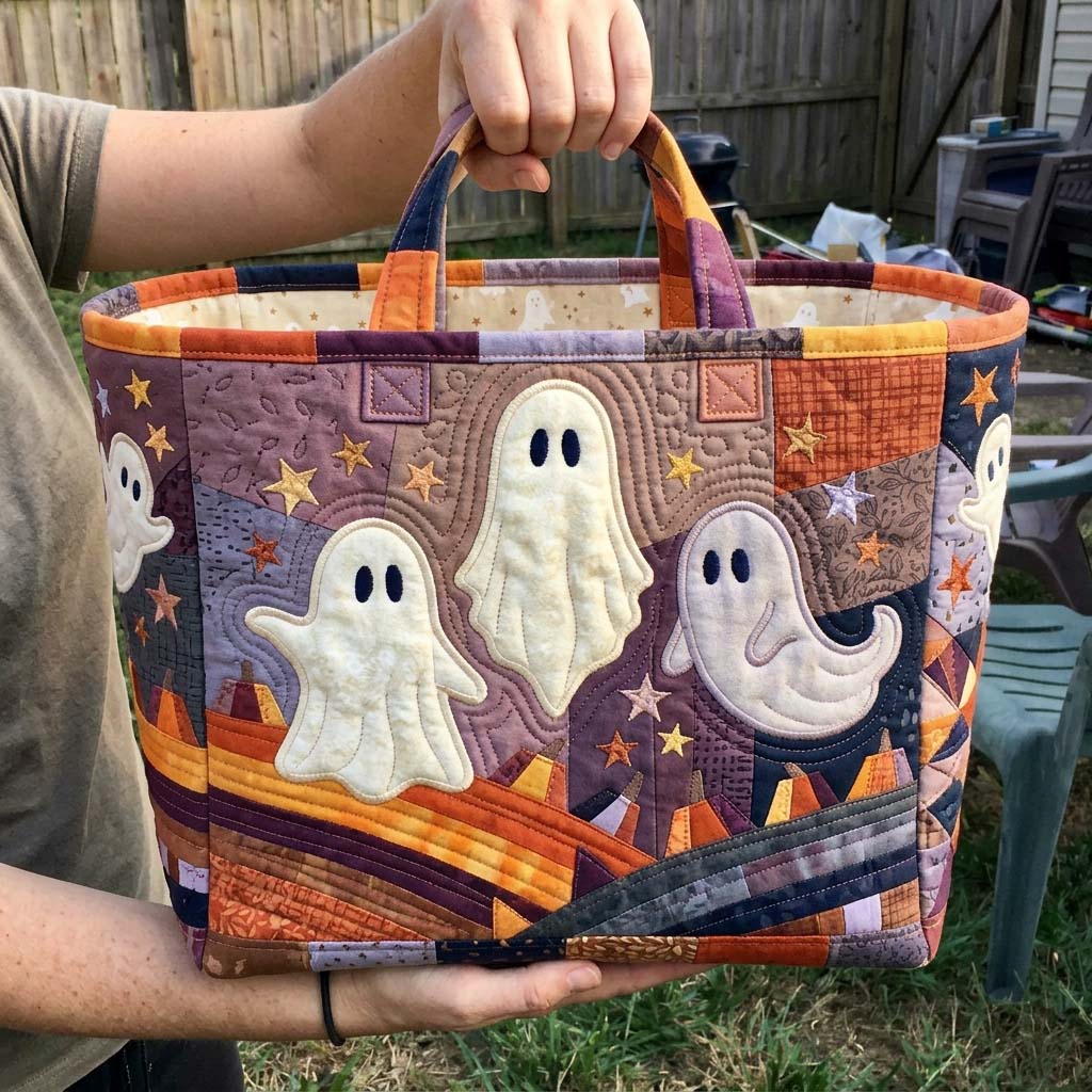 Twilight Ghost Parade Quilted Storage Basket GDTONTD1604