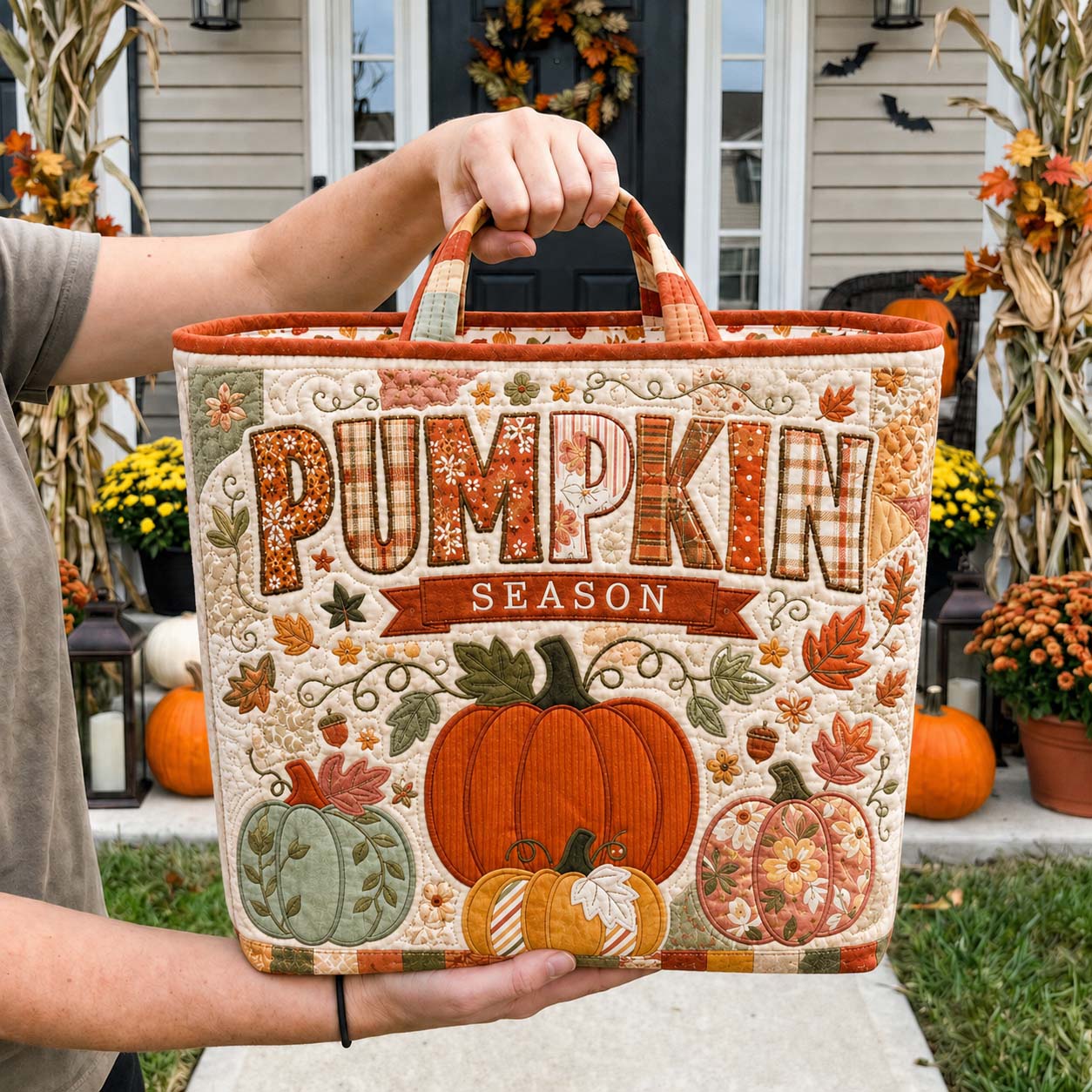 Pumpkin Patch Blessing Quilted Storage Basket GDTONTD1610