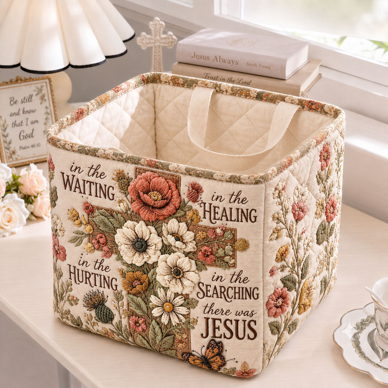 Jesus In Every Season Quilted Storage Basket GFTOHNL2267