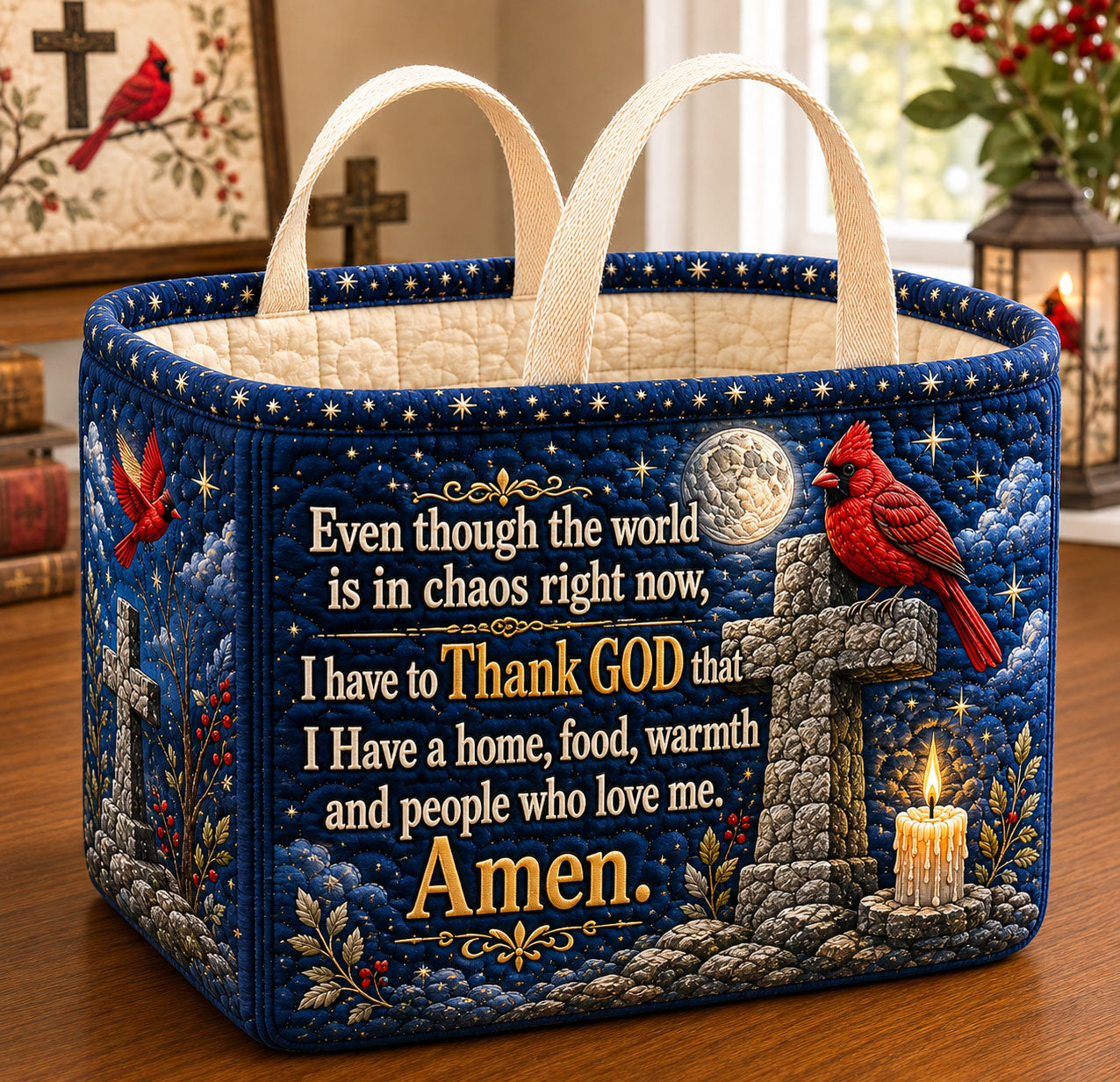 Thank God Amen Quilted Storage Basket GFTOHNL2588