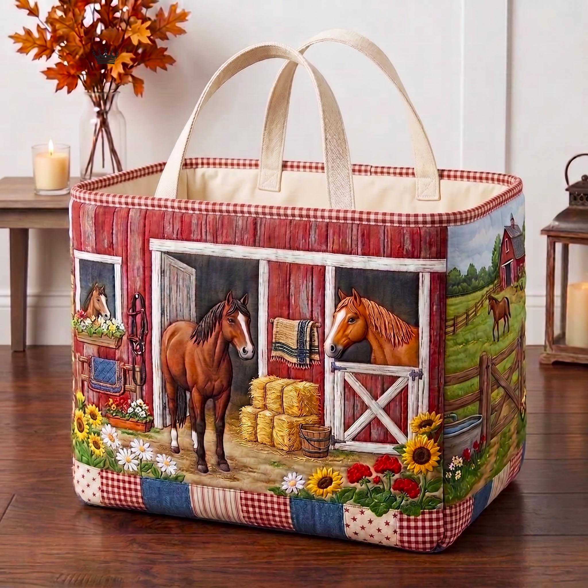 Barn Horse Quilted Storage Basket GFTOMA13376