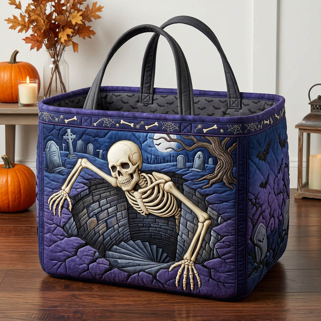 Haunted Skeleton Quilted Storage Basket GFTONMU1729