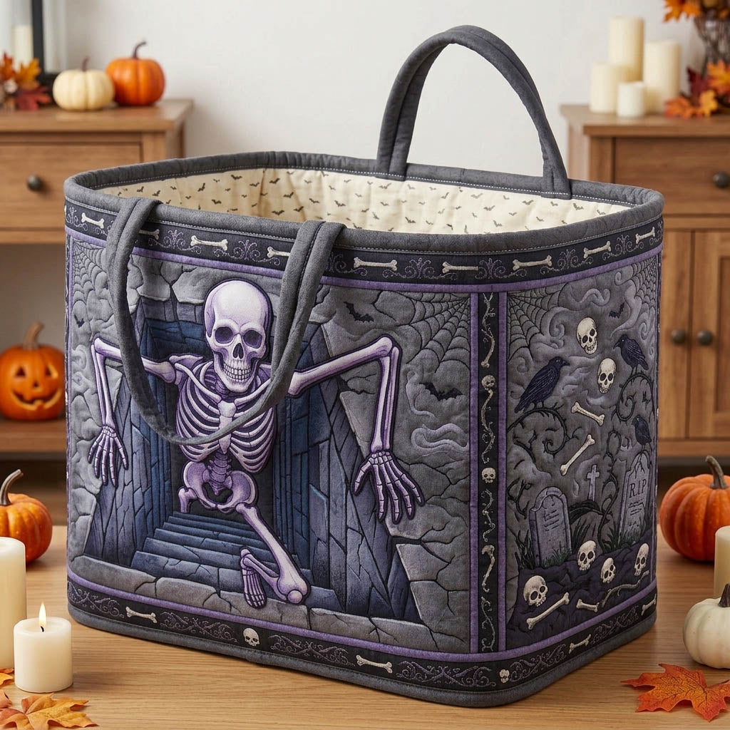 Haunted Skeleton Quilted Storage Basket GFTONMU1741