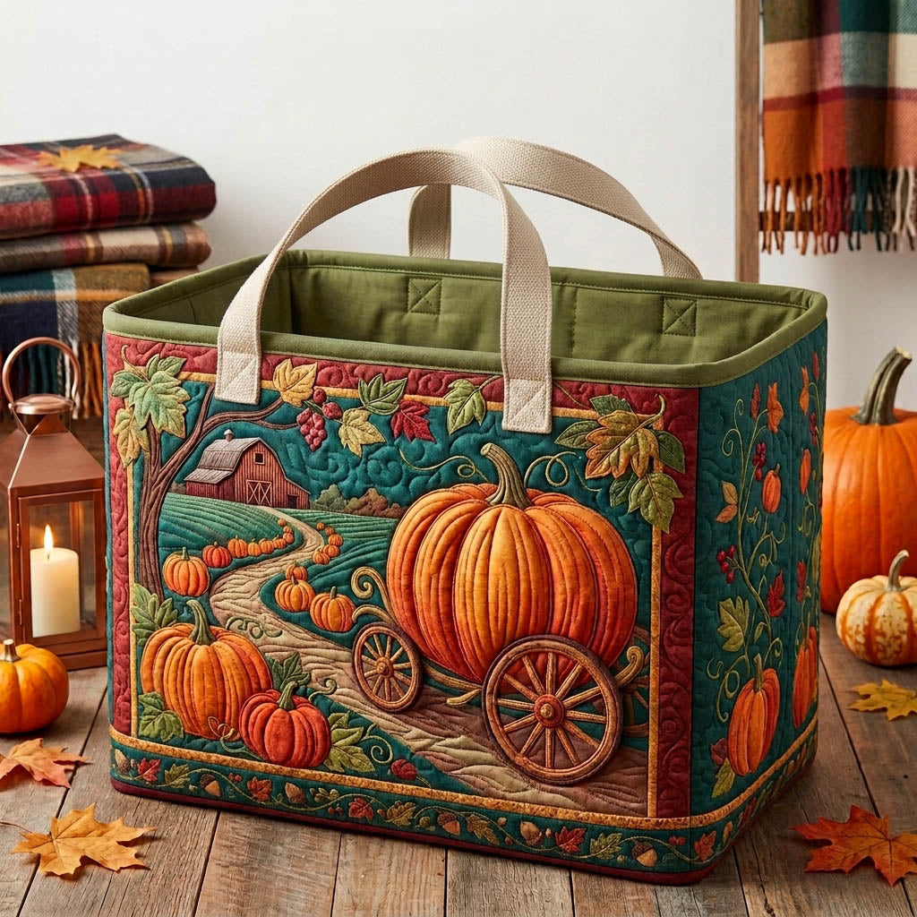 Pumpkin Patch Quilted Storage Basket GFTONMU1756