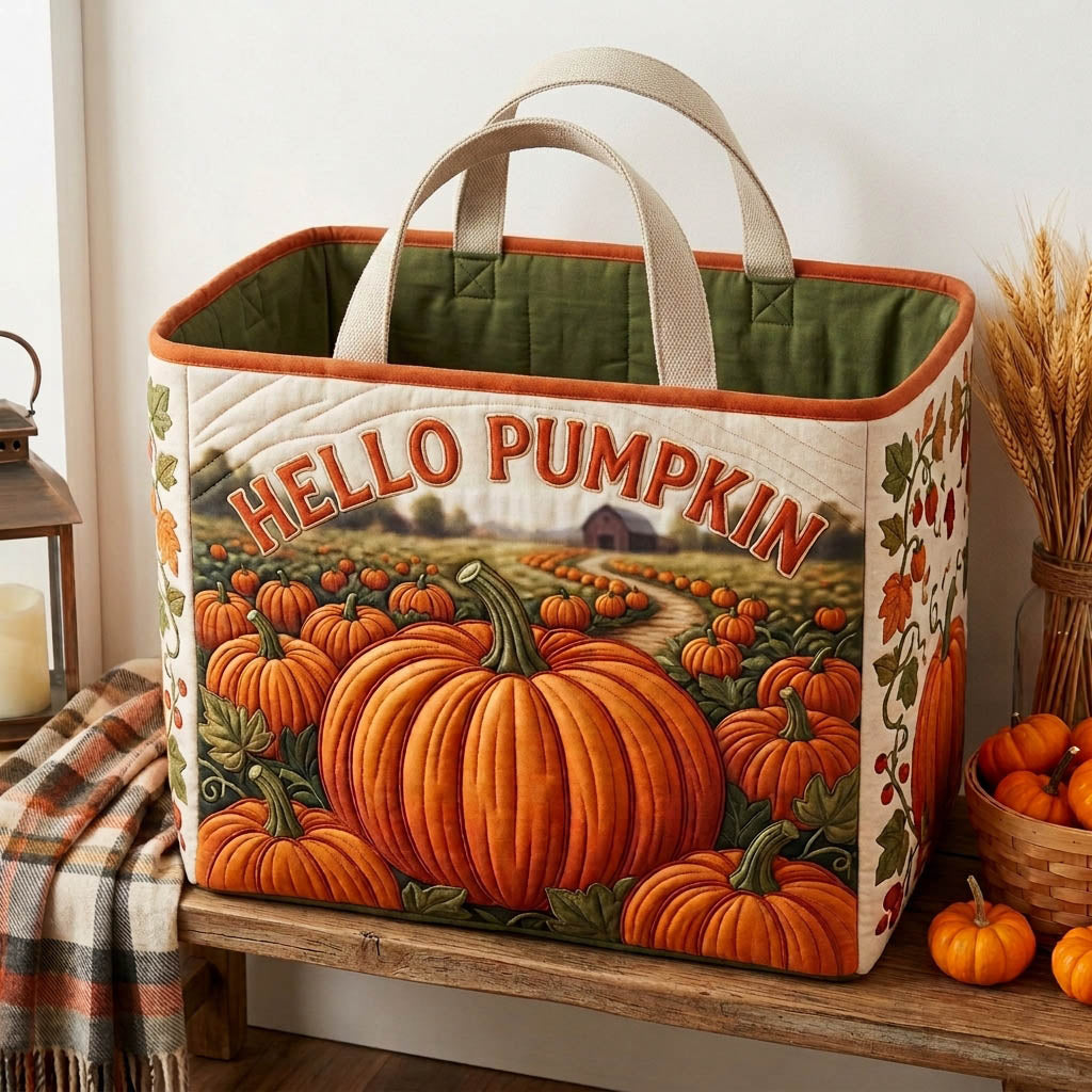Pumpkin Patch Quilted Storage Basket GFTONMU1759
