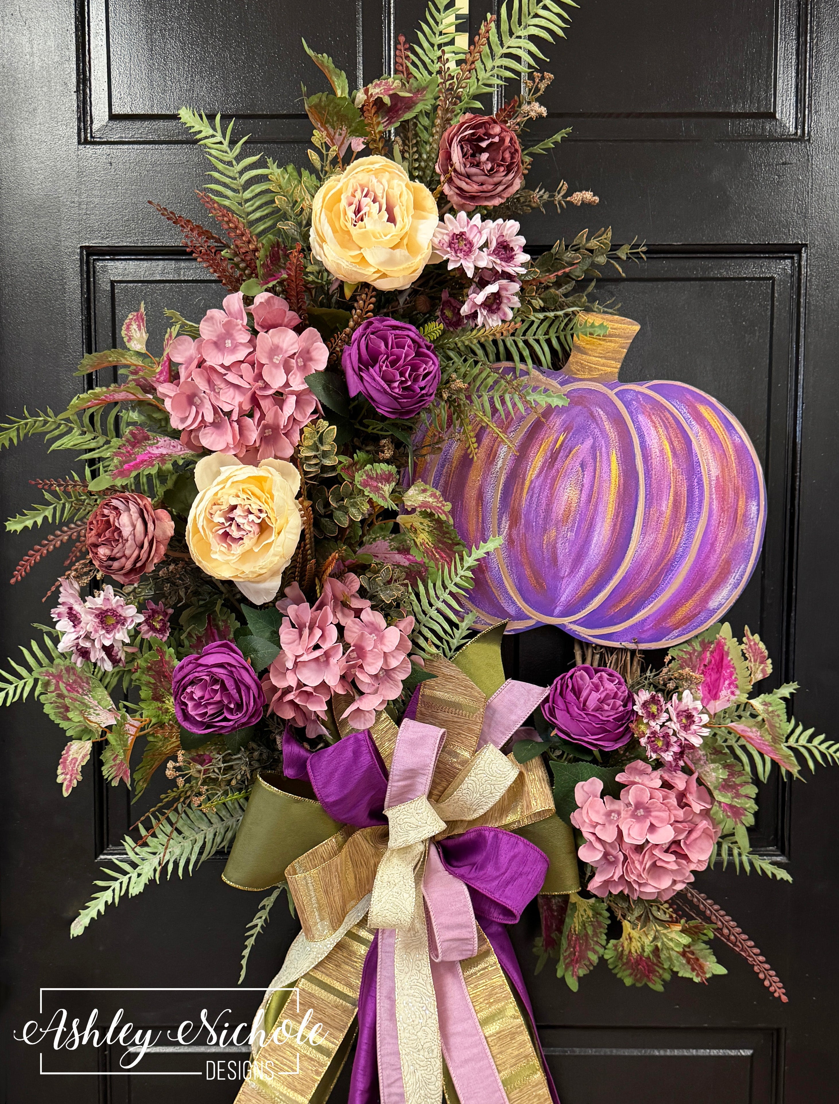 Glitz & Glam Purple Pumpkin Wreath