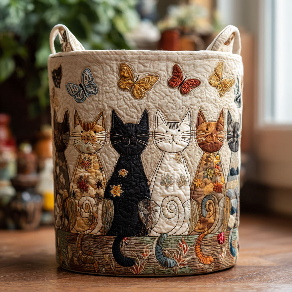 Home of Whiskers Quilted Laundry Basket NCU0PTT1895