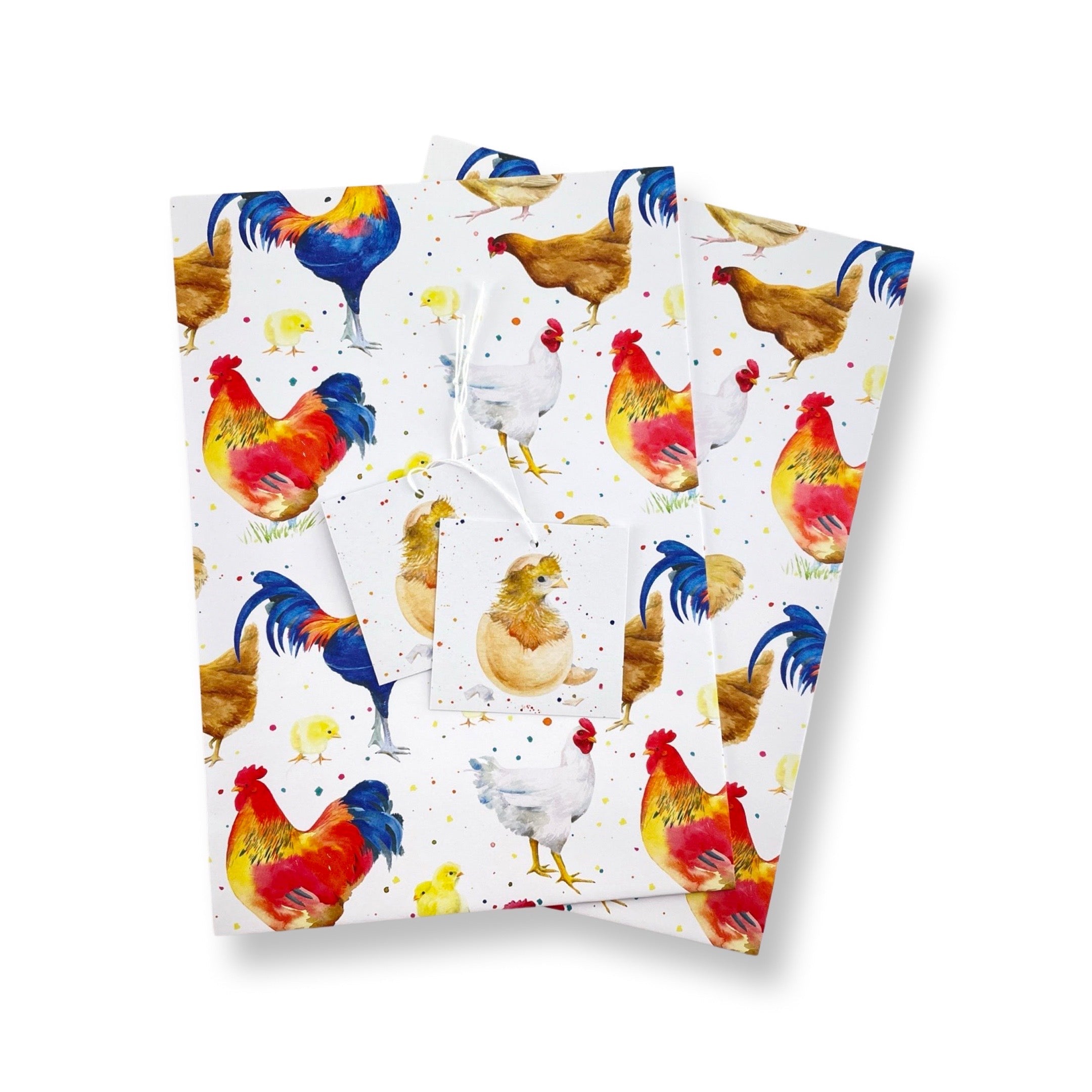 Recycled and recyclable Chicken Wrapping Paper and tags