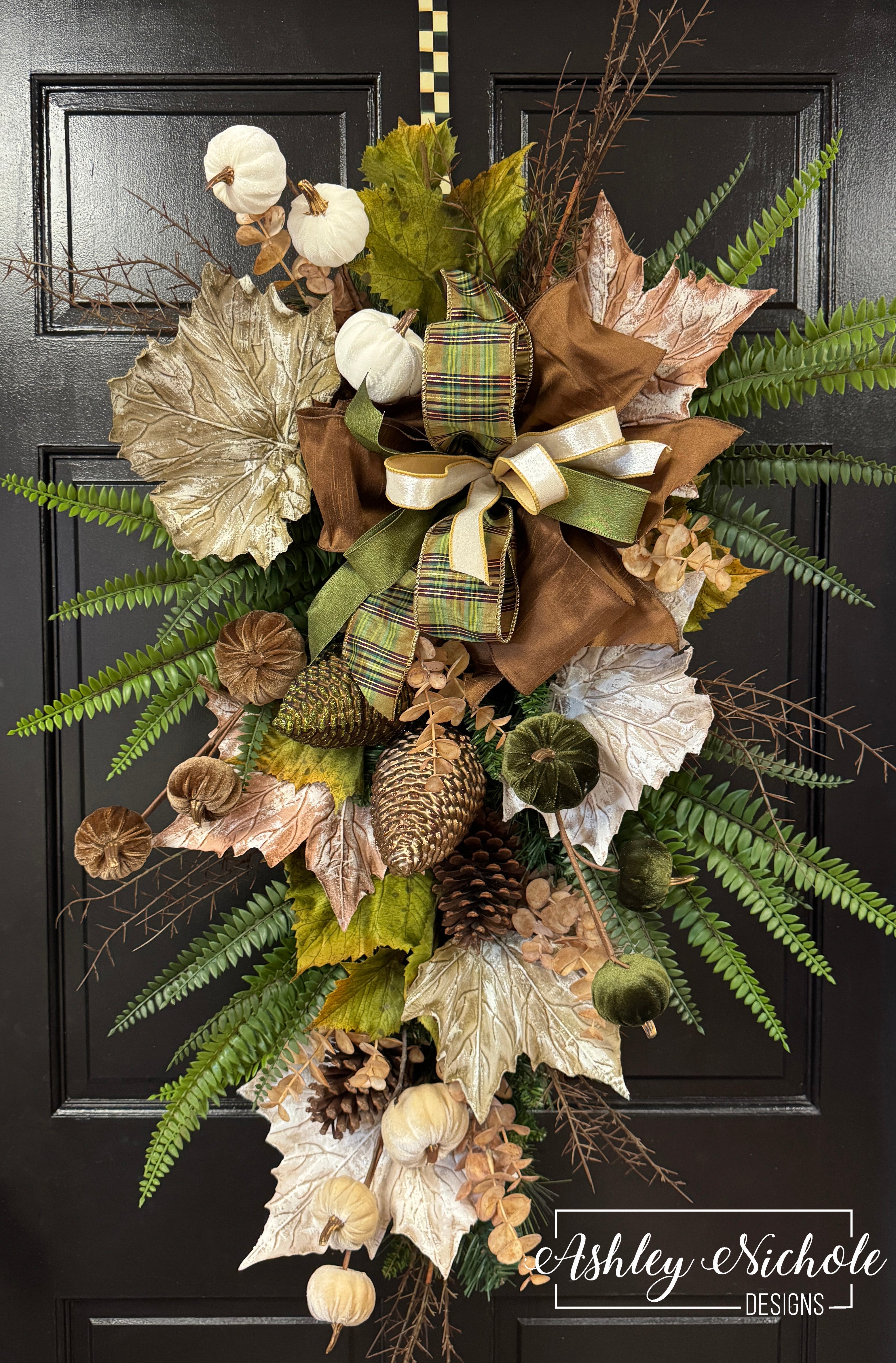 Pinecones & Pumpkins Teardrop Swag